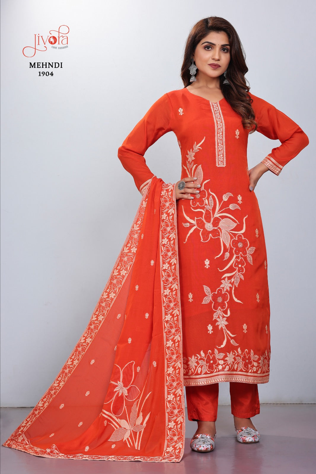 Mehndi Viscose Readymade Pakistani Suit 270756